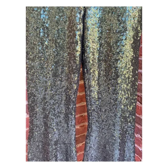 NWOT Anthropologie Joni Sequin Flare Pants in Dark Green Size 10 - Picture 9 of 14